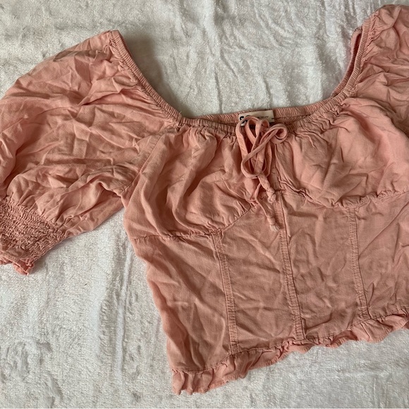 Pink Ruffle Puff Sleeve Blouse Top - Picture 2 of 5